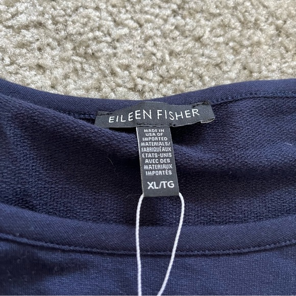 Eileen Fisher tencel terry midnight bateau nk top blue women’s X-Large NWT - Picture 3 of 8